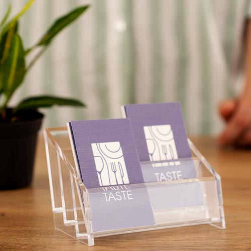 Espositori plexiglass per negozi Milano: espositore volantini ristorante da banco